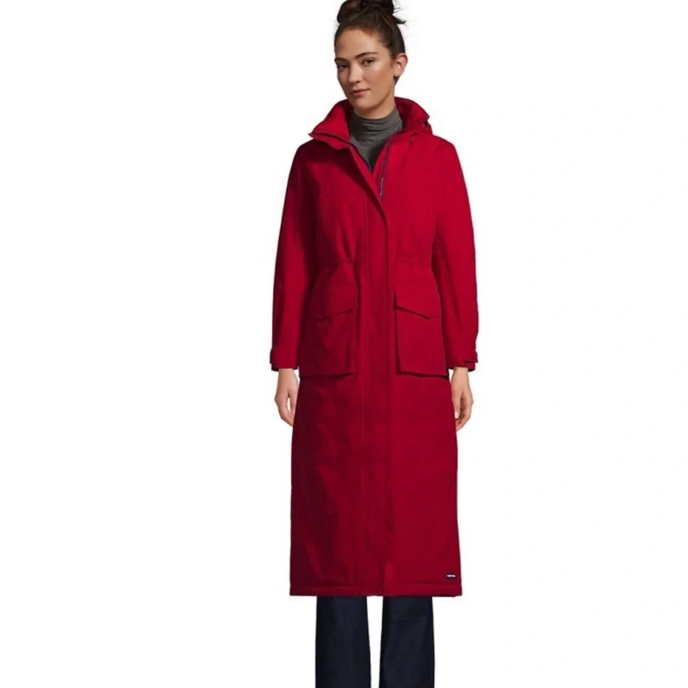 Lands' End Squall Waterproof‎ Insulated Winter Stadium Maxi Coat- Red, Women's L